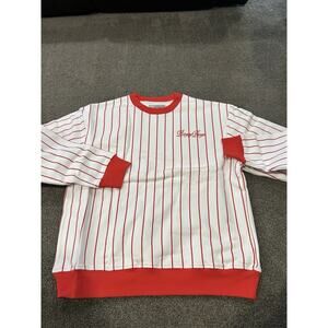 Bogey Boys Pinstripe Red White Crewneck‎ Mens Size Large
